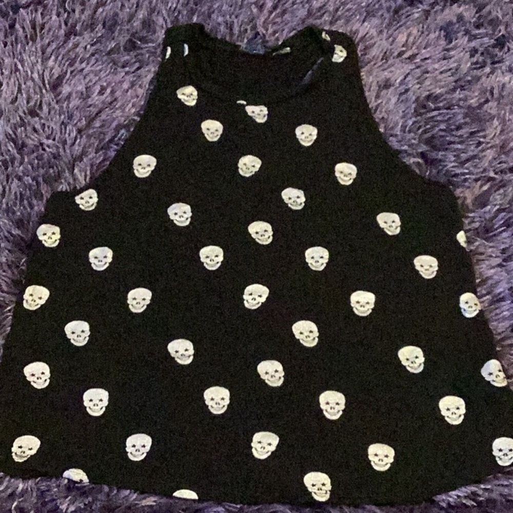 Terez silver skull racer back tank top